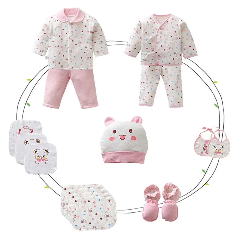 Комплект одежды для новорожденных мальчиков, 18 предметов хлопок, толстый костюм для младенцев Одежда для маленьких девочек, комплекты со штанами одежда для малышей Шапка, комбинезон, перчатки