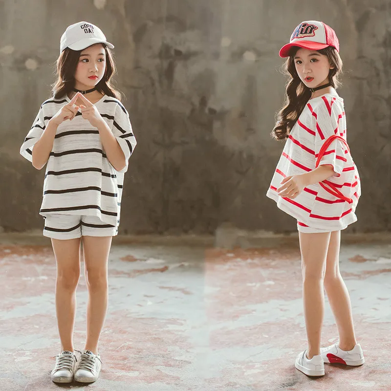 

Teenage Clothing Set 2 Pcs Set Girls' Tracksuits Twinset New 2018 Summer Sportswear Pants Suits Set Teens Track Suit Girls CA056