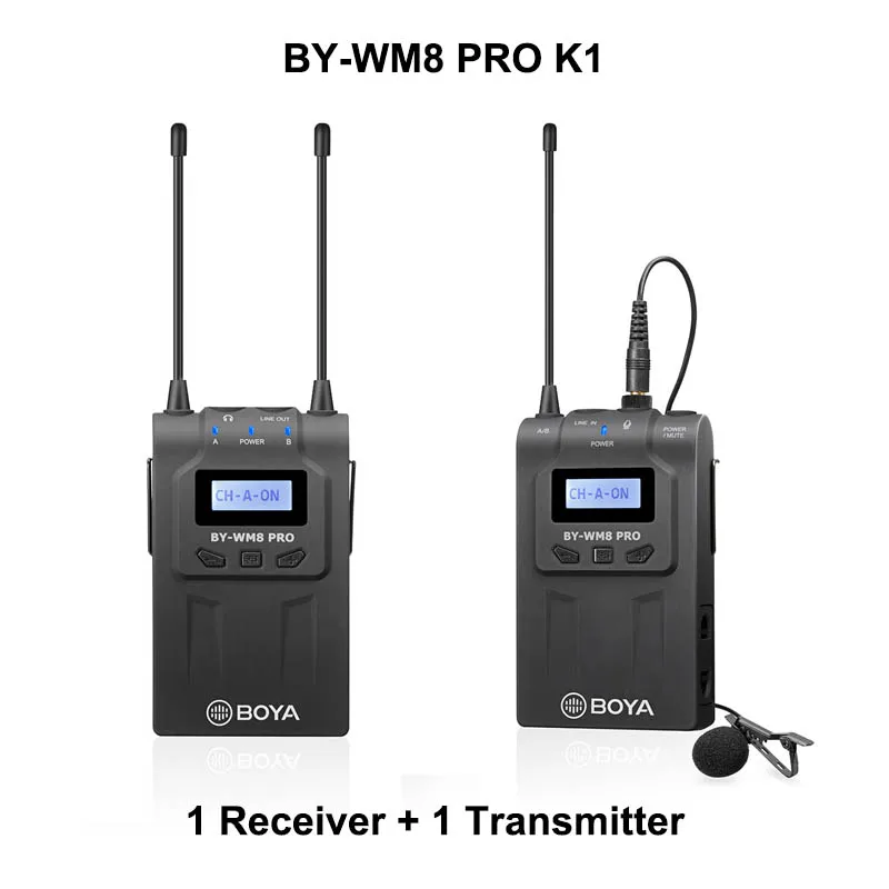 BOYA BY-WM8 Pro-K2 UHF Беспроводной двухканальный петличный микрофон система для DSLR камеры видеокамеры смартфон интервью ENG EFP