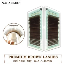 Nagaraku mix 7~ 15 мм, коричневый Наращивание ресниц ресницы Коричневые Ресницы. Искусственная норка накладные светящиеся ресницы коричневый Цвет maquiagem cilios