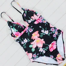 Бренд Цветочный принт Одна деталь купальный костюм Для женщин пикантные Монокини Глубокий V купальник Maillot De Bain Femme сексуальные стринги купальник