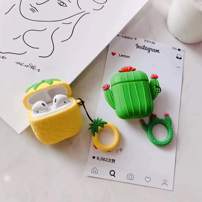 Силиконовый чехол с 3d изображением кактуса для AirPods популярный ананас