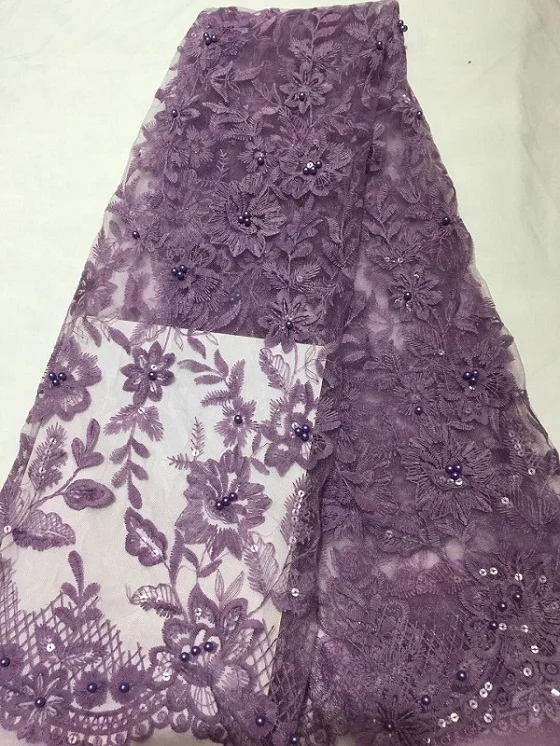 

White soft french lace African Tulle lace fabric with Allover Appliques beads sequins high quality 5 yards Wise choice (FJ-10-18