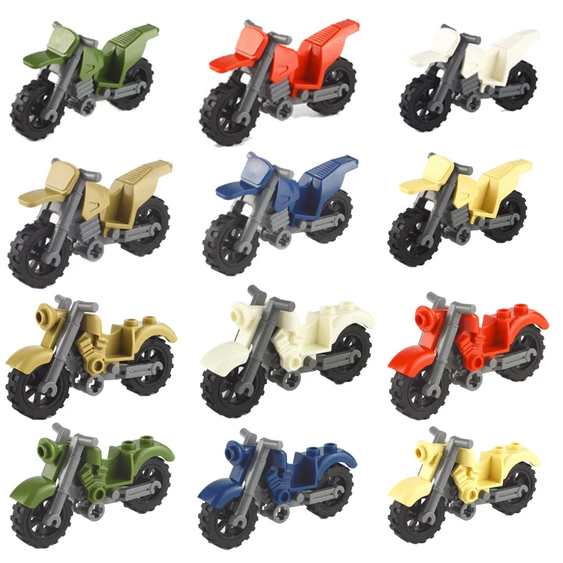 

6 Colors Motorcycle Blocks Accessories MOC Moto Vehicles Model City Figures Parts Building Blocks Model Toys for Children Gifts