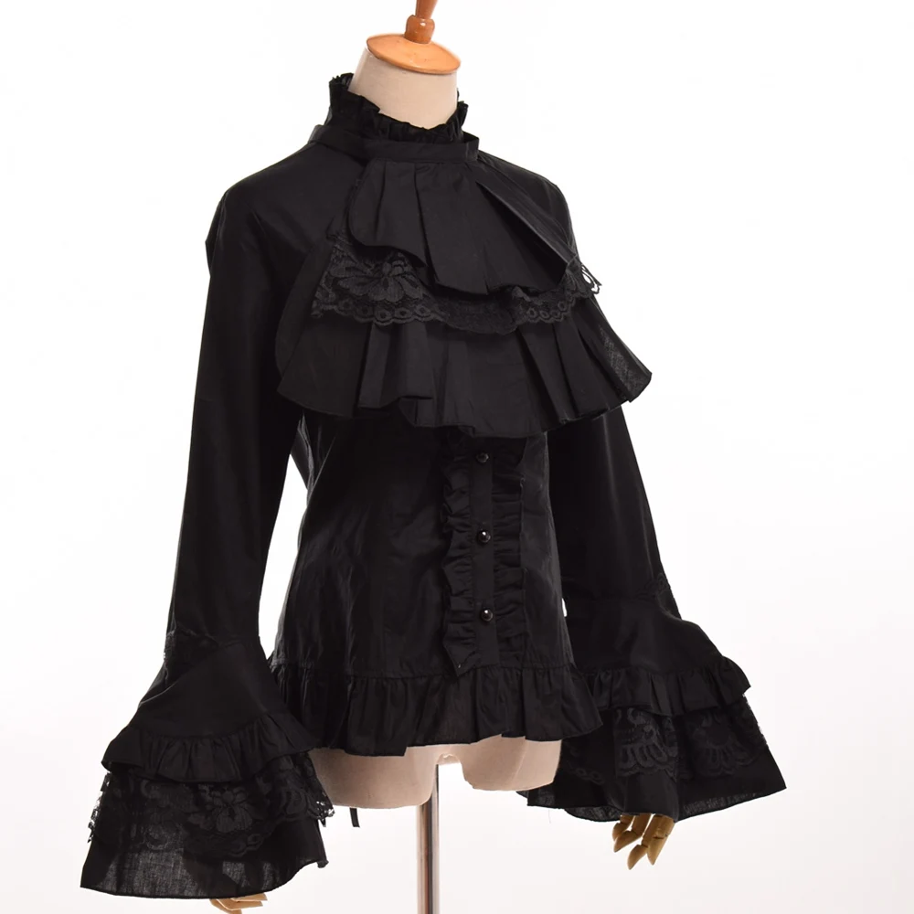En Ligne Chemisier blanc Femmes Vintage Gothique Steampunk Élégante Princesse Empire Royale Taille Lacets Lolita Chemise
