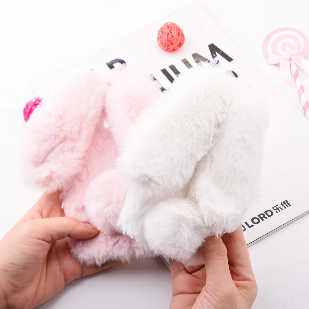 Lovely Fur Rabbit Bunny Phone Case For Huawei P Smart Soft Cover For Huawei y6 Prime 2018 y7 y9 2019 Nova 3 3i Honor 8X 7A 7C (3)