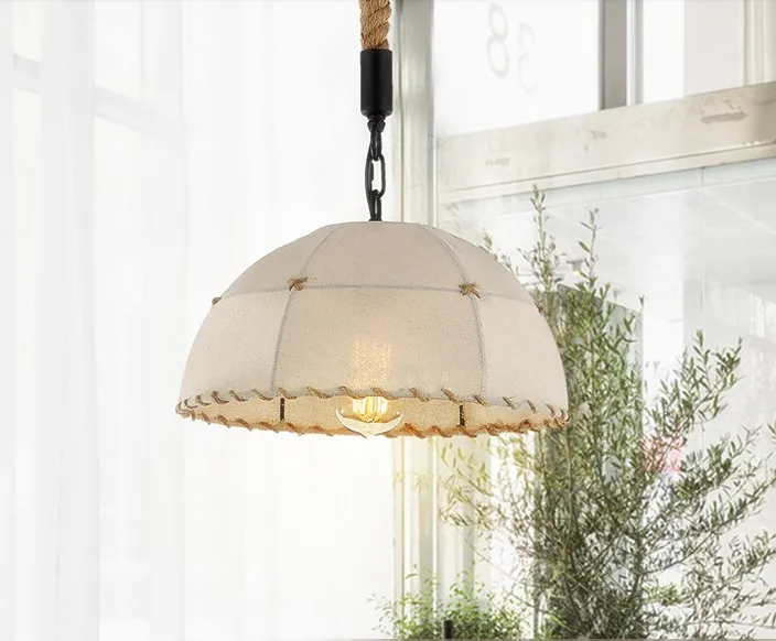

Loft&Warm rustic fabric iron art pendant lights Industrial style rope line E27 LED hang lamp for cafe&porch&stairs&bar CYDD044