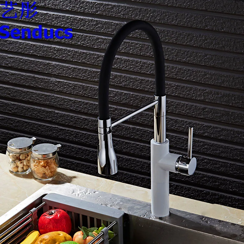 free shipping senducs kitchen mixer tap of brushed kitchen sink tap and white paint kitchen water - White Kitchen Sink Taps free shipping senducs kitchen mixer tap of brushed kitchen sink tap and white paint kitchen water - White Kitchen Sink Taps