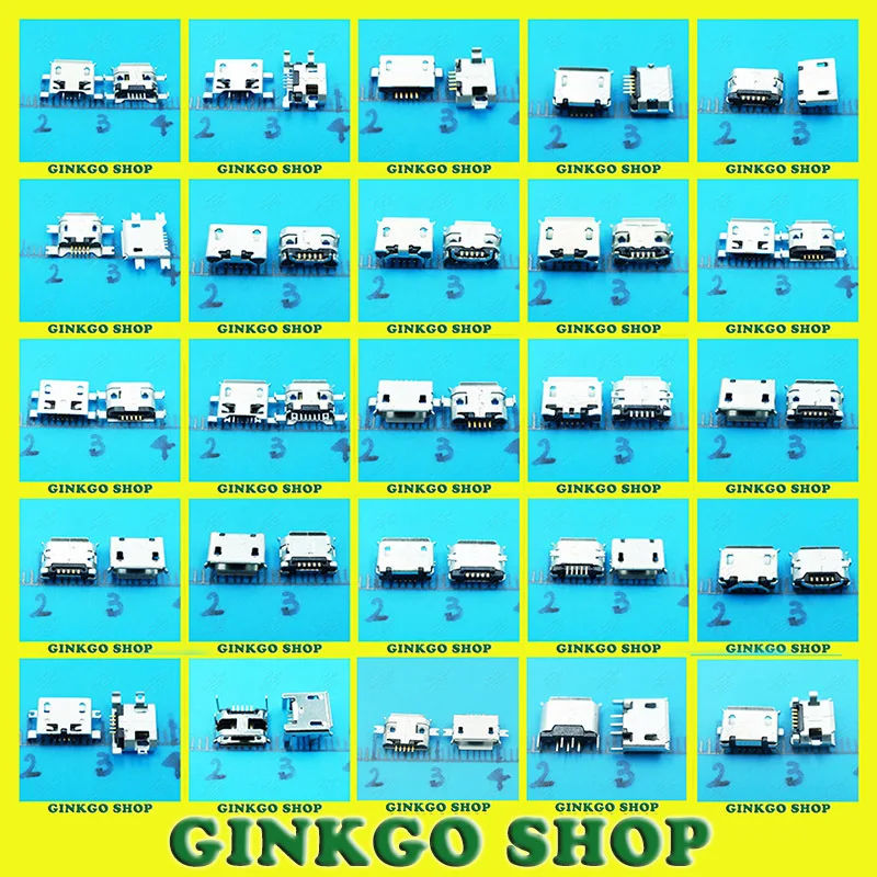 

25Models 100pcs/lot Micro USB jack 5P,5-pin Micro USB Jack,Micro USB Connector Tail Charging port socket for PAD/ tablet /mobile