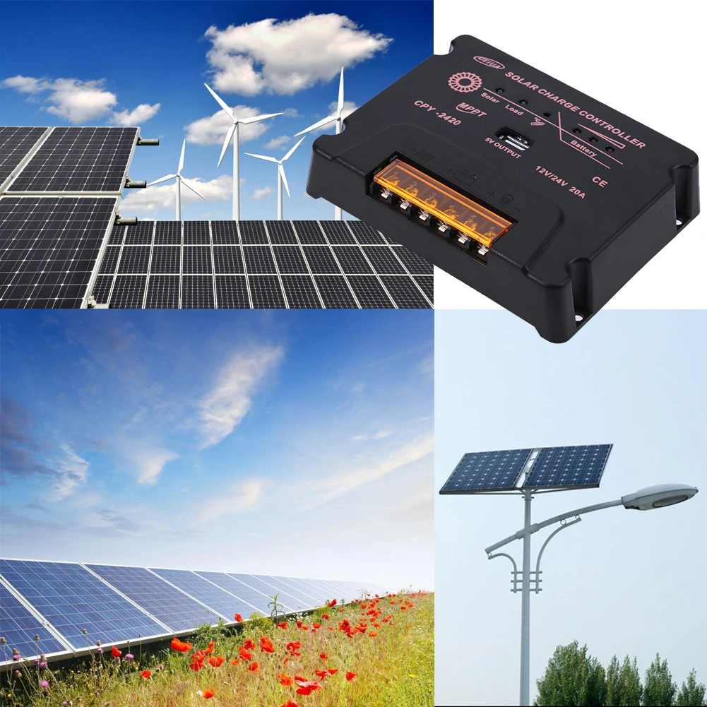 

MPPT 10A/20A Solar Charge Controller 12/24V LCD Display Solar Regulator for Solar Panel Charger Charge/Discharge With USB output