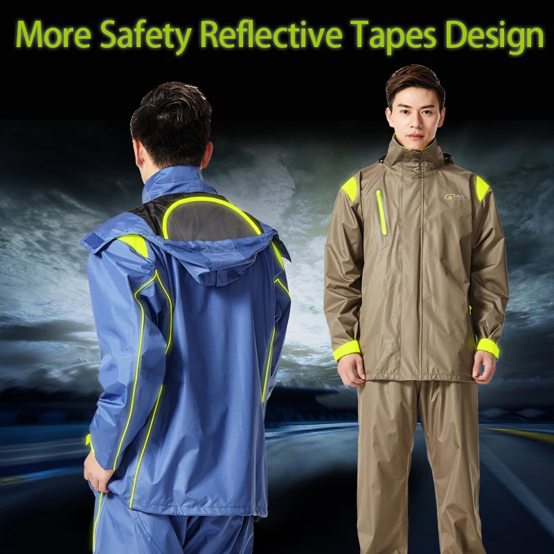 Cena QIAN marka nieprzepuszczalne płaszcze przeciwdeszczowe kobiety męska kurtka zestaw spodni dorosłych poncho przeciwdeszczowe grubsze policja sprzęt przeciwdeszczowy motocykl kombinezon przeciwdeszczowy