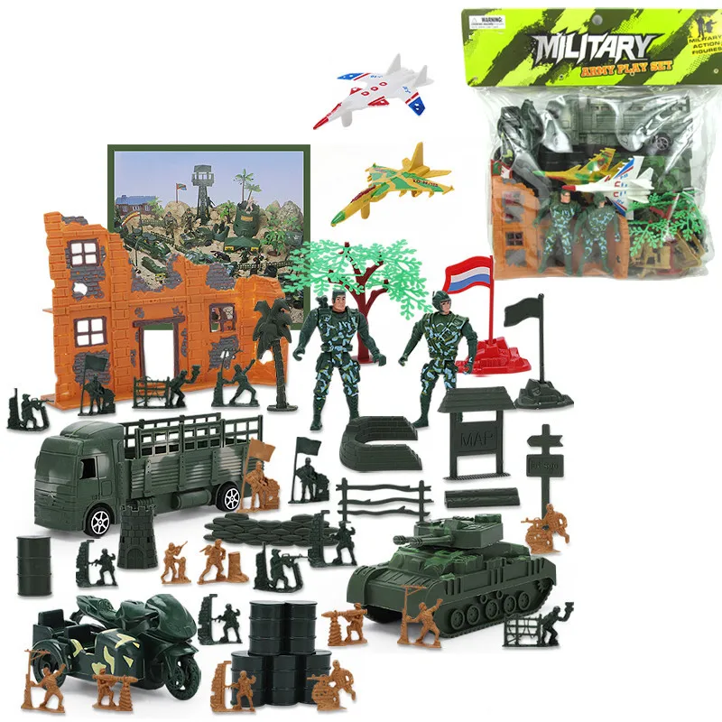 

47 Pcs/Set Military Model World Land and Air Force Scenes Sandbox Non-toxic Children Educational Game Toy Creative Gift