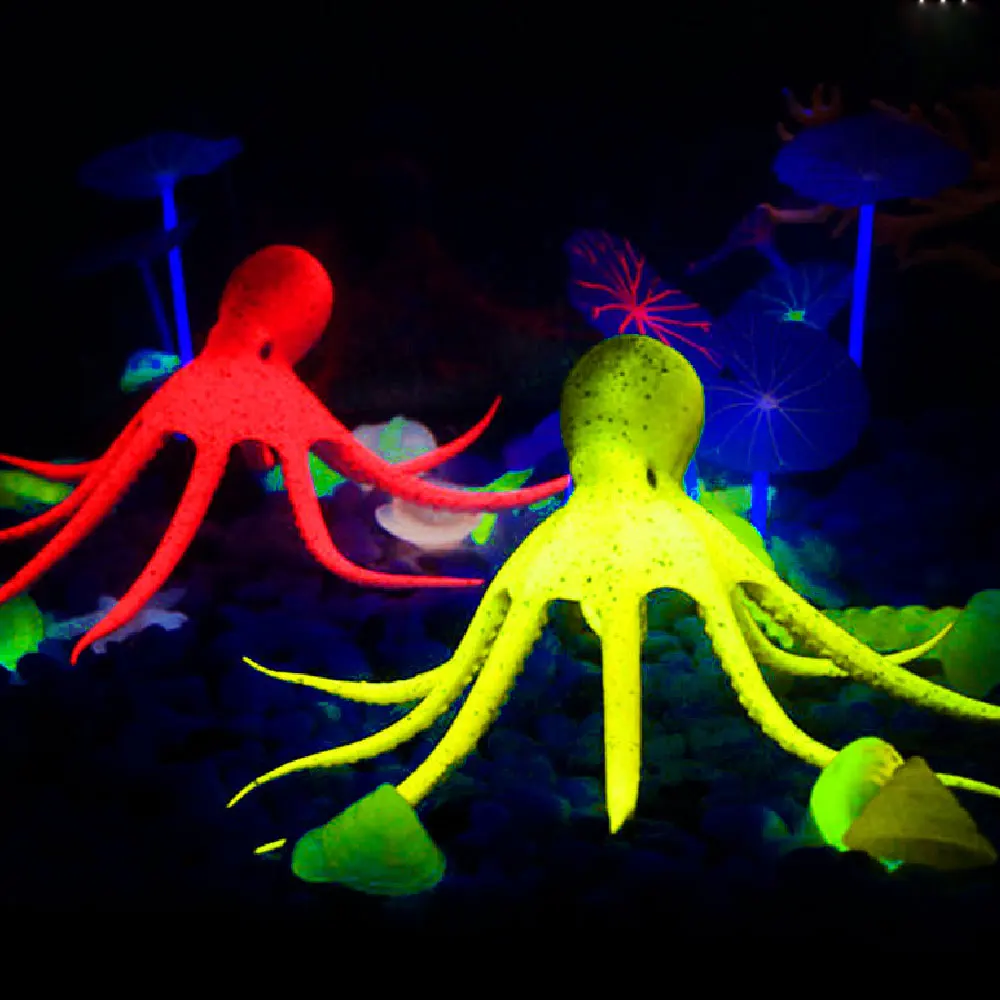 

1pcs Aquarium Simulation Luminous Landscaping Ocean Color Fish Squid Puffer Fish Tank Decorative