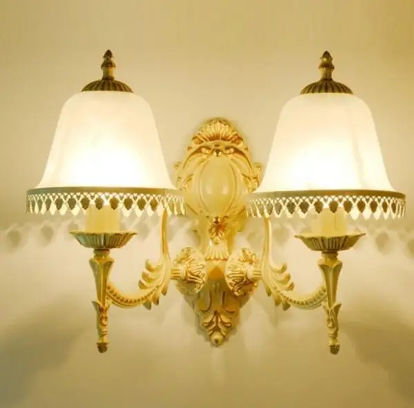 

European style White lace wall lights bedside lamps bedroom living room aisle lights creative LED wall lamps FG361