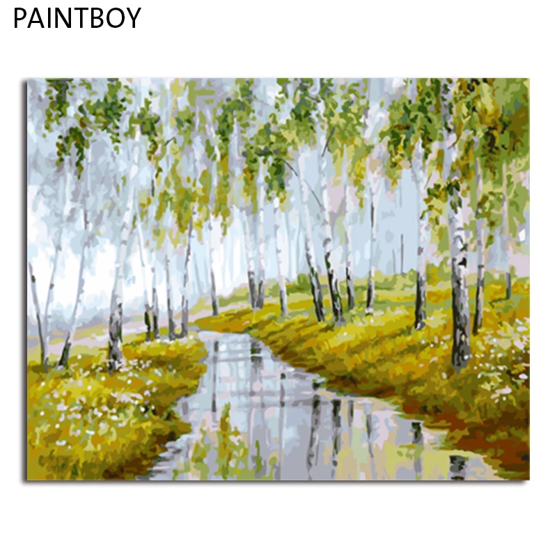 

PAINTBOY Framed Landscape DIY Painting By Numbers Painting Wall Pictures Digital Canvas Oil Painting Home Decoration