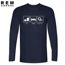 New Fashion T Shirts Eat Sleep Engineer Long sleeve Tshirts Cotton Engineering Career Occupation Funny Technology T-shirts