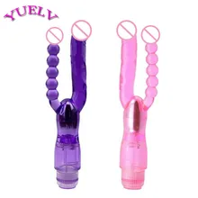 APHRODISIA 10.6 Inch Dual Dildo Vibrator Multi Speed Vibrating Anal Beads Stimulator Body Massager Sex Machine Sex Toy For Women