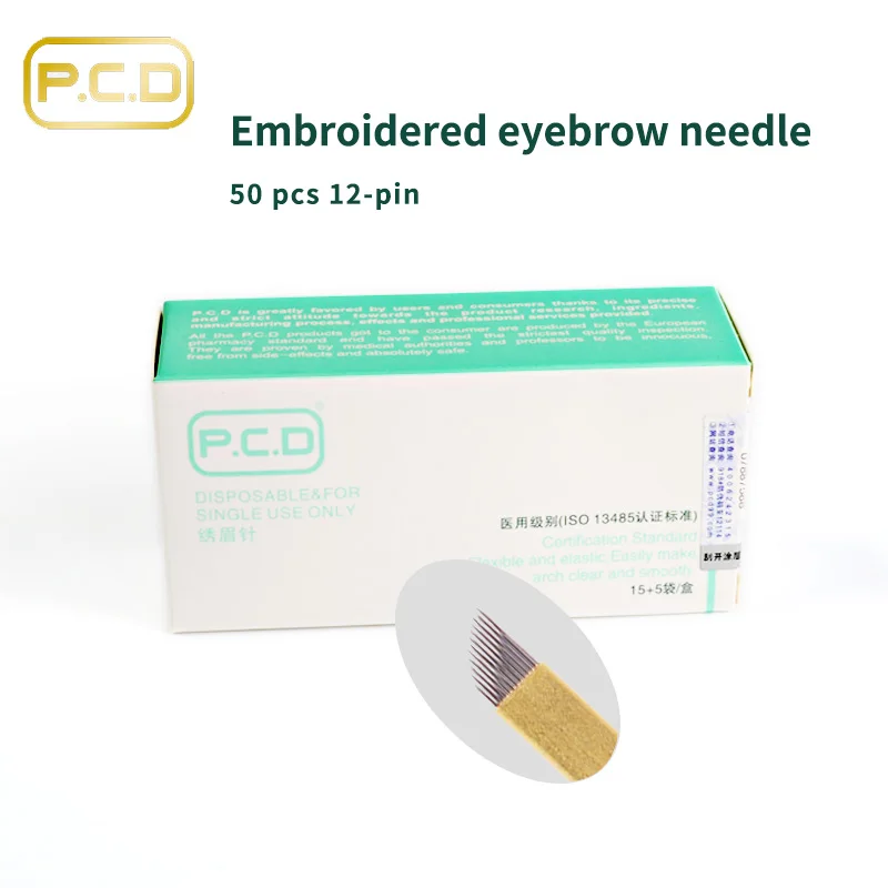 

50 PCS PCD 12 pin Permanent Makeup Manual Eyebrow Tattoo Bevel Blades 12 Needles C0