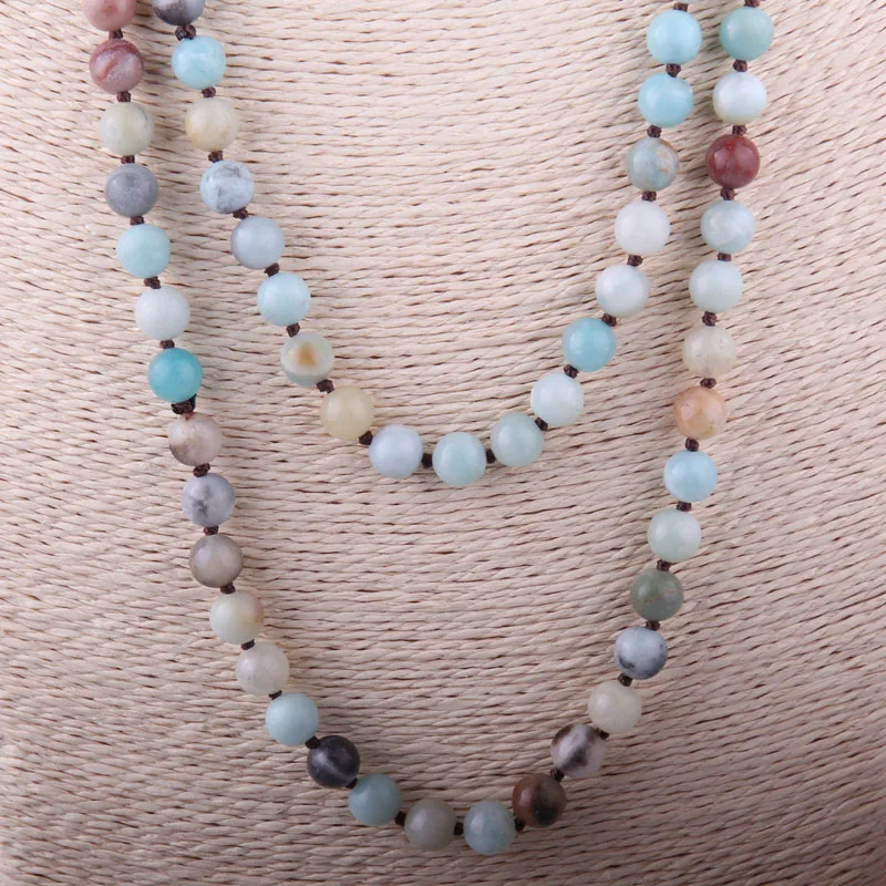 Artisan Jewelry Fashion long knotted Halsband ite Stones Fashion Necklace
