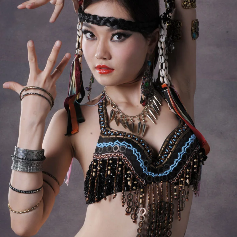 Hot Selling Handmade Tribal Belly Dance Bra Top Black for Women on Sale | Тематическая одежда и униформа
