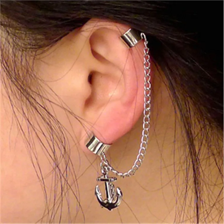 Fashion Lovers Earrings Silver Plated Tassel Without Pierced Ear Anchor Clip Earrings For Men And Women