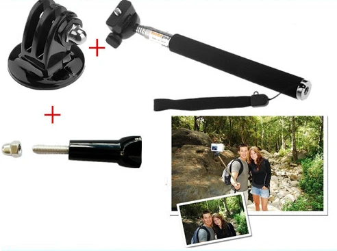 Штатив для GoPro выдвижной ручной монопод + адаптер крепления Винт Hero 4 3 Xiaomi Yi SJCAM SJ4000