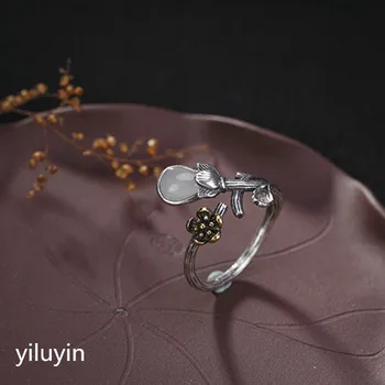 

KJJEAXCMY boutique jewelryar S925 Sterling Silver Natural Hetian jade plum blossom ring, retro character, Chinese style women's