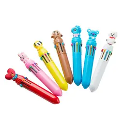 10 в 1 Красочные Kawaii 8 стиль BTS BT21 шариковая ручка многоцветный маркер Написание Шариковая ручка для школы Офис Студент канцелярские
