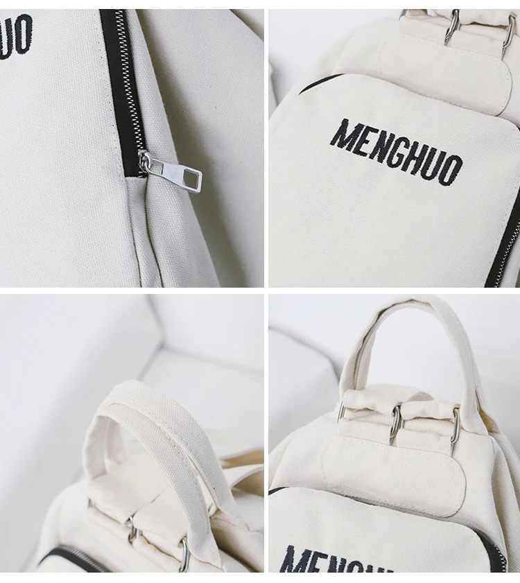 Menghuo Solid Color Multifunctional Bag Canvas Backpack Women Mochila School Bag for Travel Backpacks School Backpack for Girls (55)