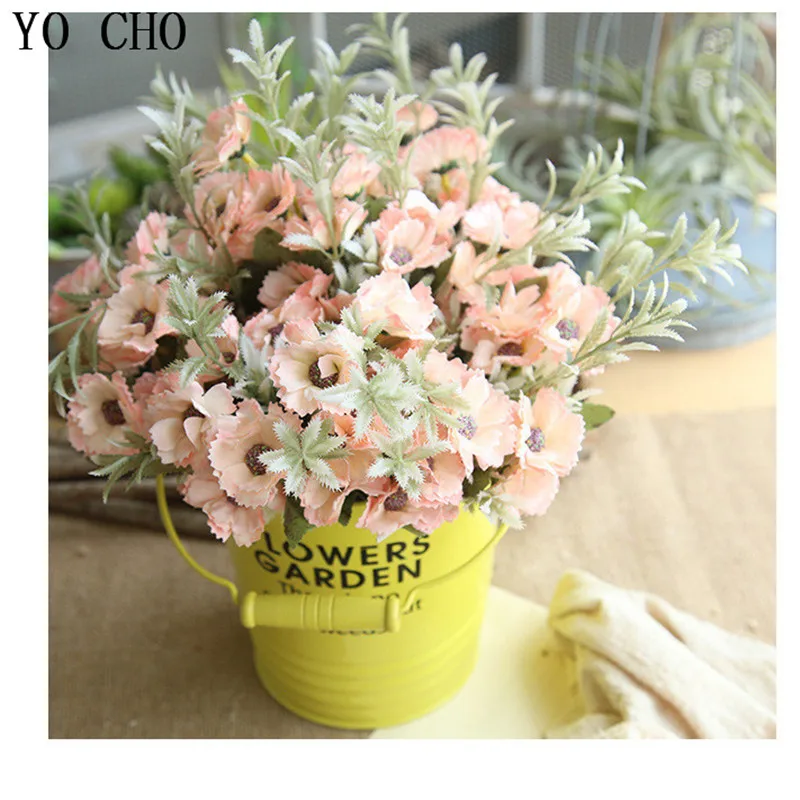 YO CHO Cheap Flower 2pcs 30 Heads Artificial Flowers High Quality Millan Flowers For Home Garden Desktop DIY Decor Fake Flowers YO CHO Cheap Flower 2pcs 30 Heads Artificial Flowers High Quality Millan Flowers For Home Garden Desktop DIY Decor Fake Flowers