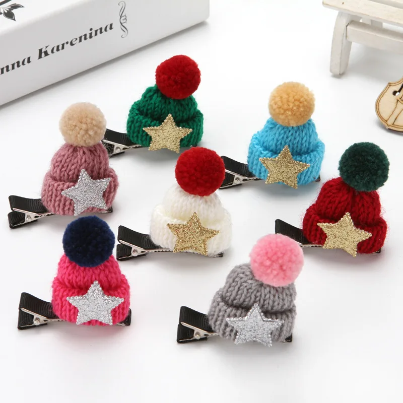 

Christmas Pet hat Clips show Star Cap hair clipped wool cap Christmas hat clip Pet accessories 30pcs