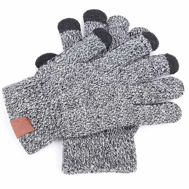 Зимний теплый вязаный перчатки мужские женские утепленные вязаные перчатки для сенсорных экранов женские стрейч-перчатки варежки шерстяные унисекс - Цвет: style 4