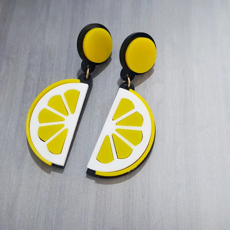 2016 New Fashion unk summer fashion Style candy big Acrylic fruit Lemon orange Slice Earrings