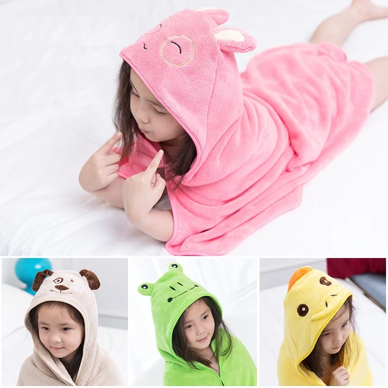 

Comfortable Baby Bathrobe Cute Animal Cartoon Babies Blanket Kids Bath Poncho With Hood Bathrobe Toddler Baby Bath Towel TS165