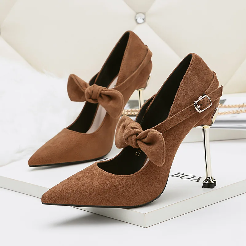 

Sexy Pointed Toe Kitten Clear Heels Shoes Women Pumps 2019 Spring Autumn Bow Buckle Office Shoes Woman High Heel Shoe Black