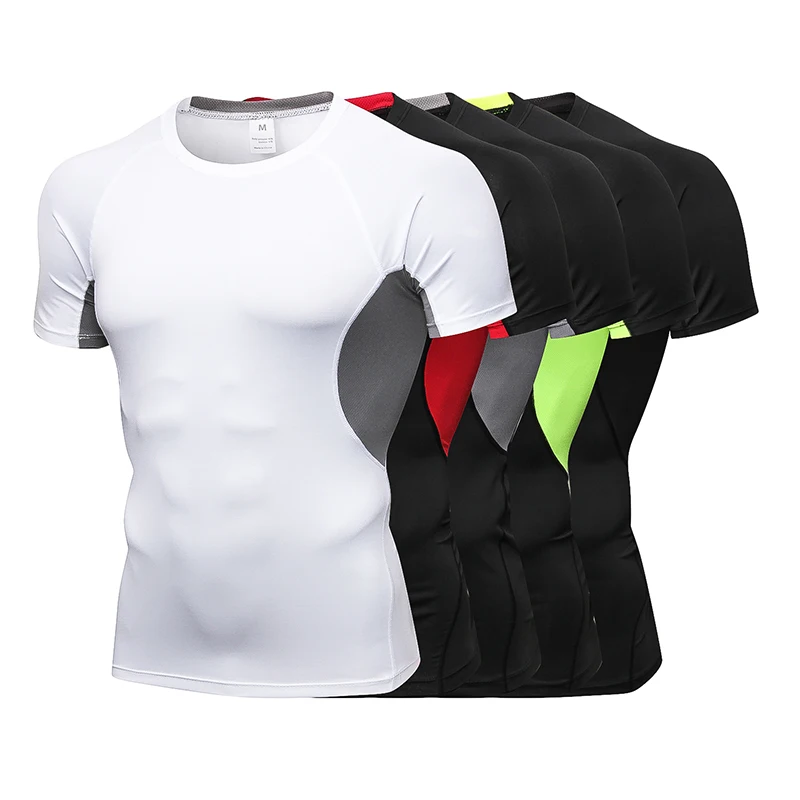 

New Short Sleeve Sport Running Shirt Men Qucik Dry Sport Top Breathable Fitness Tight Shirt Bodybuilding Sportswear Men's Tshirt