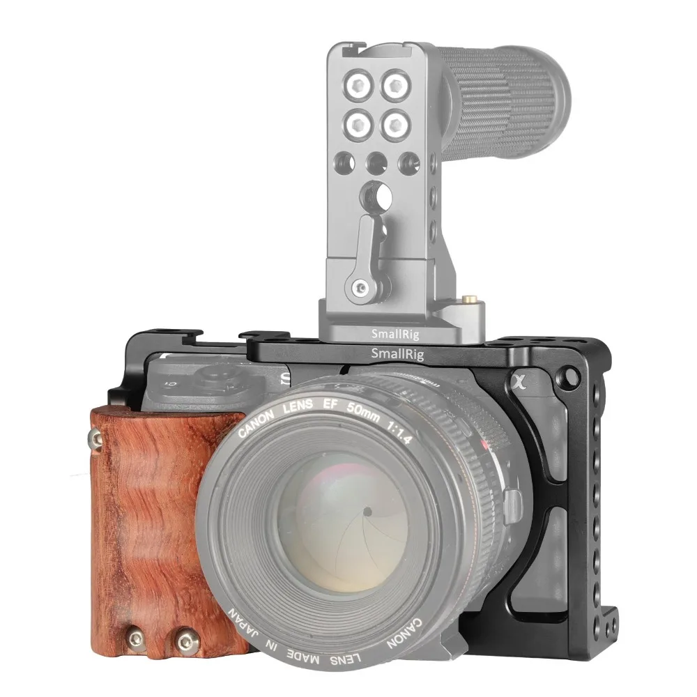  SmallRig a6300 Camera Cage With Wooden Handgrip For Sony A6000/A6300 DSLR Camcorder Cage Kit Alumin