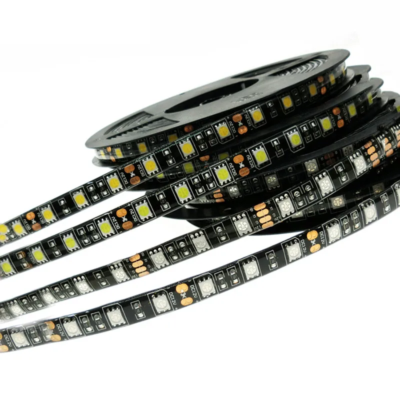 Black-PCB-5M-Led-Strip-Light-5050-RGB-300-Leds-Waterproof-IP65-DC12V-Flexible-LED-Car