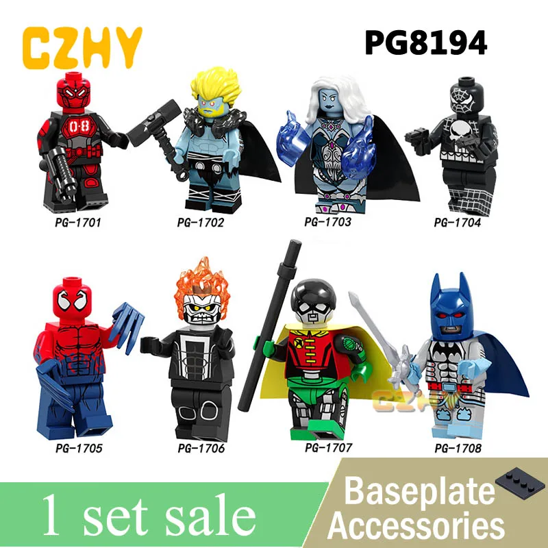 

Building Blocks Super Heroes Mr.8 Punisher Spider-Man Batman Ghost Rider Model Collection Toys For Children PG8194