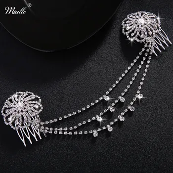 

Miallo Baroque Austrian Crystal Hair Combs Wedding Hair Clips Chain Jewelry Decorations Women Hairpins Hairpieces Bride's Tiara