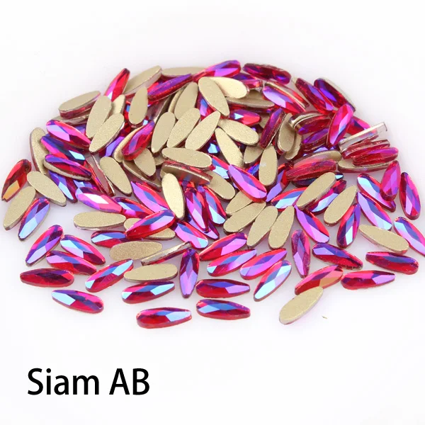 Flatback Water Drop 2x6mm 30/100pcs/lot Nails Art Rhinestone Colorful AB Stones For 3D Nail Art Decoration Free shipping - Цвет: Siam AB