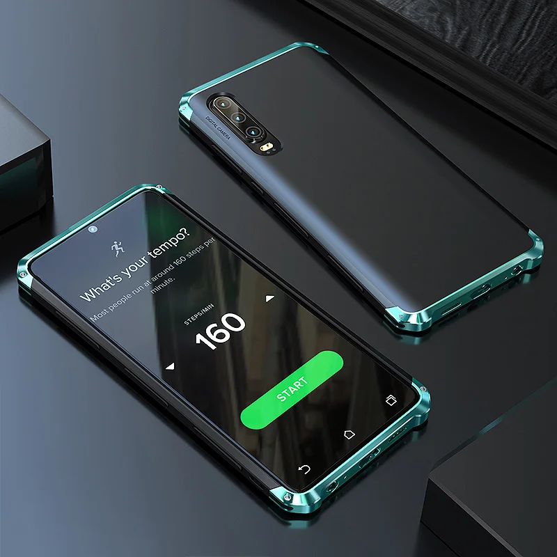 Роскошные Металлические бронированные Жесткие ПК-Чехлы для huawei P30 Pro Алюминиевый противоударный защитный бампер чехол Чехол для P 30 P30Pro чехол Coque - Цвет: Black Green