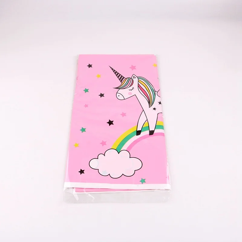 1pc Disposable Tablecolths Rainbow pony Theme Cartoon Tableware Banner Kid's Birthday Party Decorations Supplies