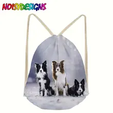 Animals Border Collie Drawstring Bags Shoulder Bags Women 3D Printed Backpack Shoe Travel Pouch Portable rugzak mochila escolar
