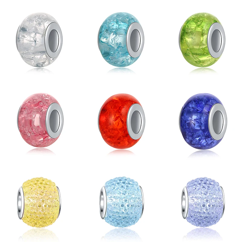 

New Original European Murano Glass Bead Aolly Multi Color Rainbow Charm Fit Pandora Bracelets Bangle DIY Women Jewelry