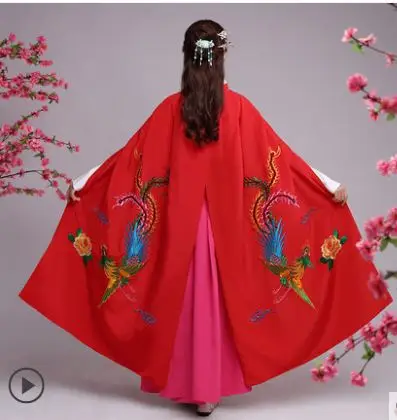 Классические китайские традиционные костюмы для народных танцев Hanfu сценическая одежда династии Мин Дракон мантисса и плащ для мужчин - Цвет: red phoenix 165cmH