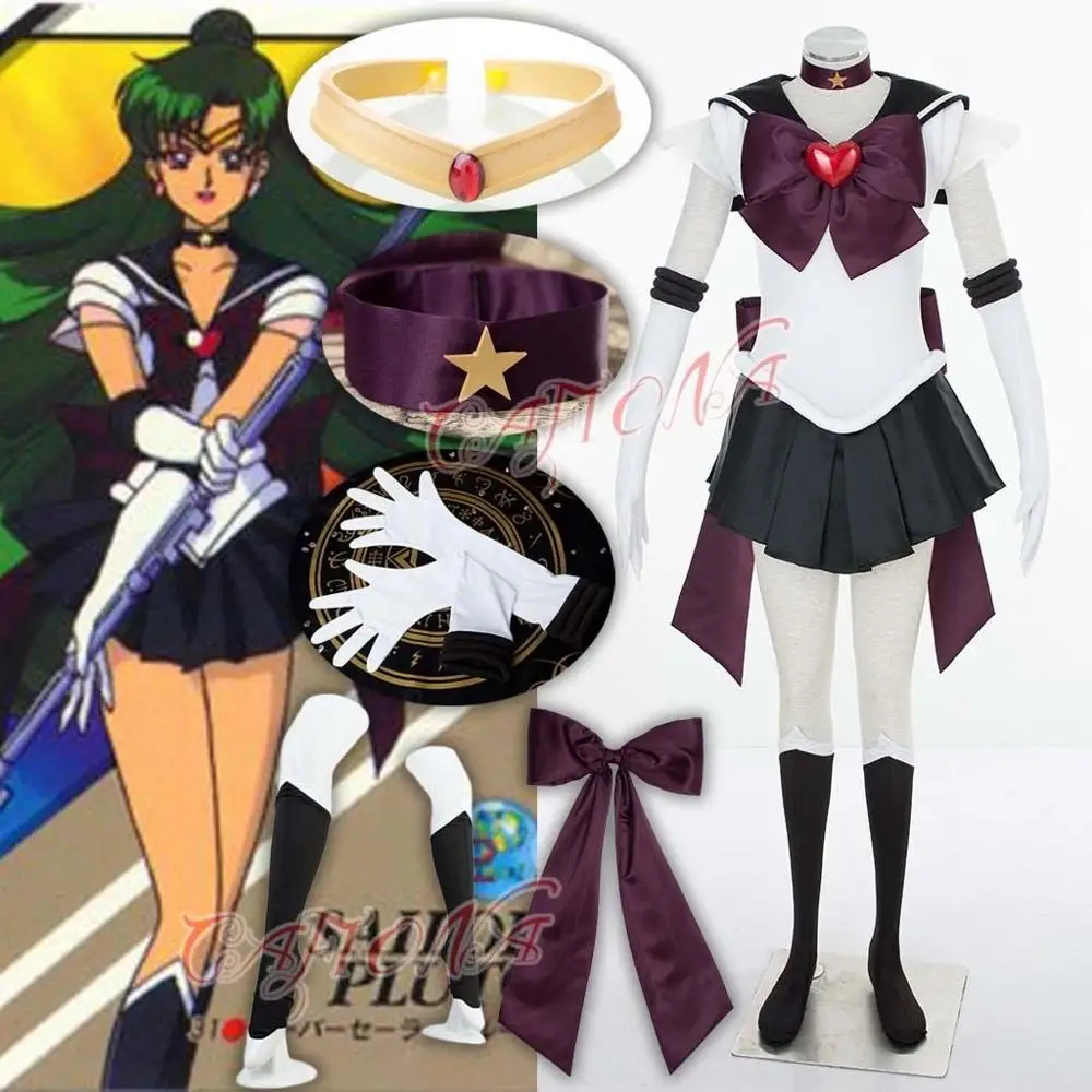 

Sexy Dresses Sailor Moon SuperS Setsuna Meiou Sailor Pluto Cosplay Costume Girls Mini Dress Custom Made