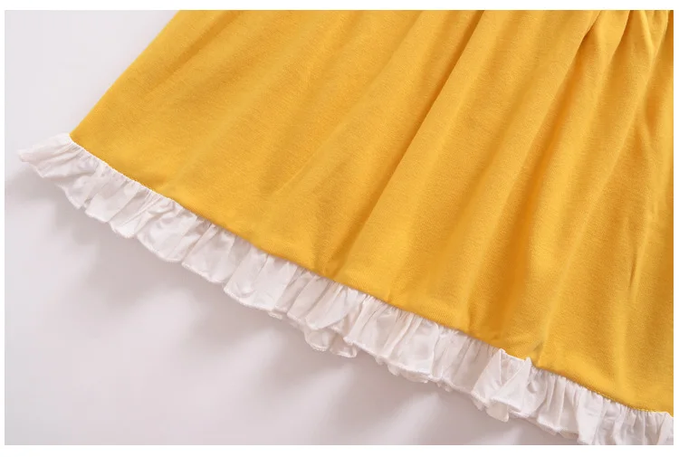 Mother nest 2018 Baby Long Sleeves Yellow Girls Dress Autumn Children Clothing Lace Cotton Toddler Dresses For Party Birthdays (22)