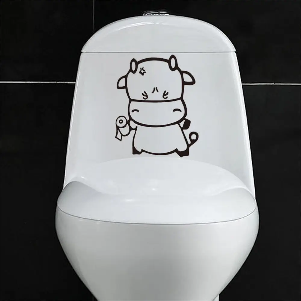 Buy Cute Cartoon Cow Toilet Seat Wall Sticker Give you