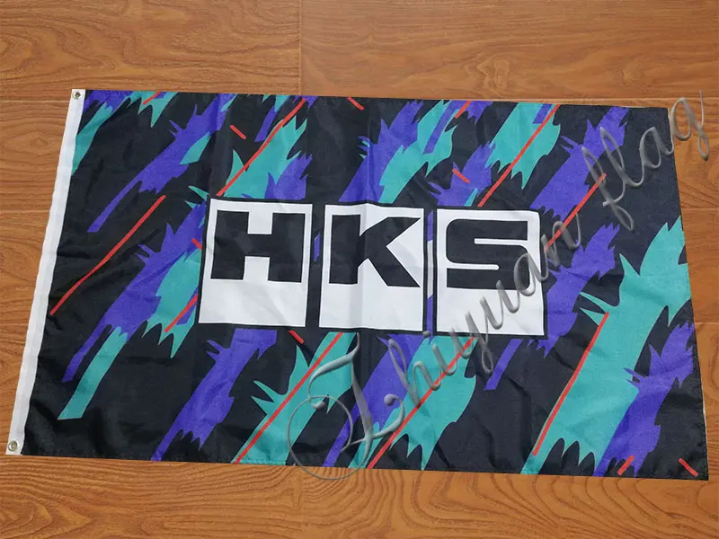 

HKS flag 90x150cm with 100D Polyester custom digital print single side banner